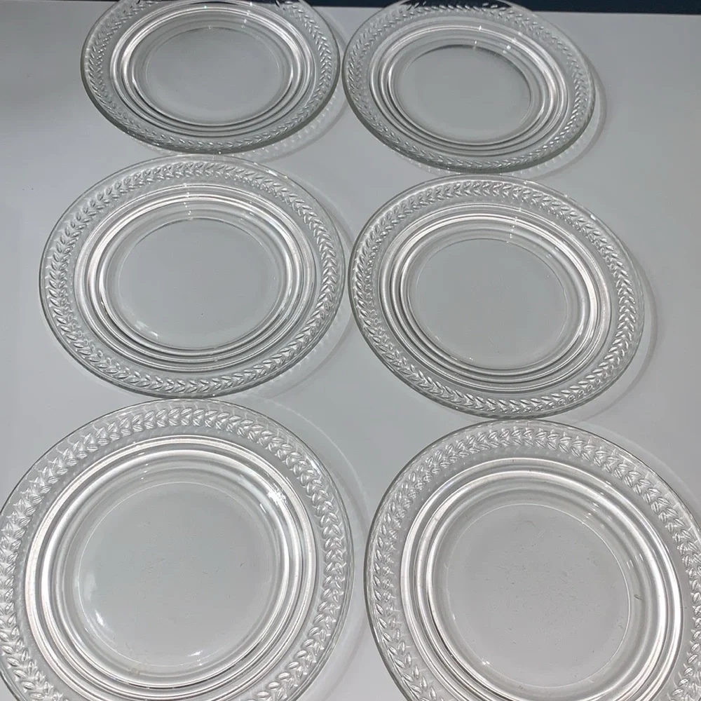 6 Vintage Clear Glass Bread & Butter Dessert Appetizer Small Plates for Dining